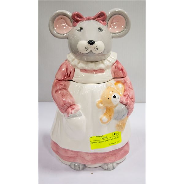 CERAMIC COOKIE JAR GRAY MOUSE