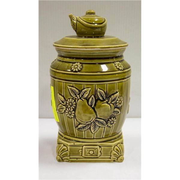 CERAMIC COOKIE JAR GREEN TEA KETTLE JAPAN