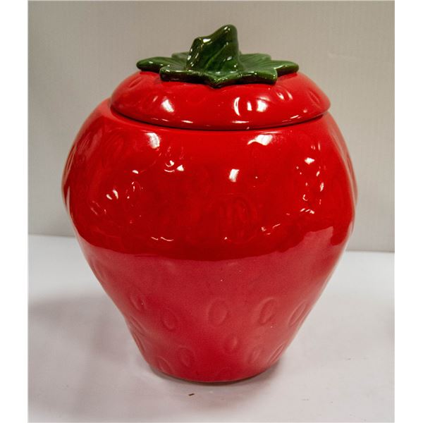 CERAMIC COOKIE JAR MAURICE STRAWBERRY RED