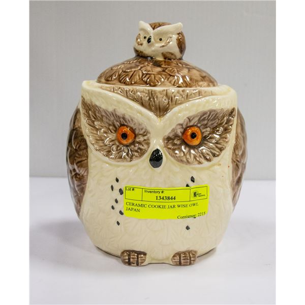 CERAMIC COOKIE JAR WISE OWL JAPAN