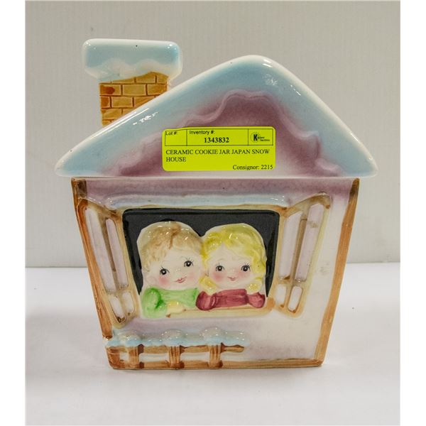 CERAMIC COOKIE JAR JAPAN SNOW HOUSE