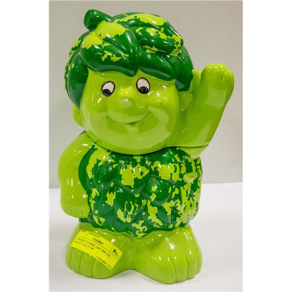 CERAMIC COOKIE JAR 1988 LIL' SPROUT JOLLY GREEN