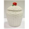 Image 1 : CERAMIC COOKIE JAR WHITE WICKER STYLE JAPAN