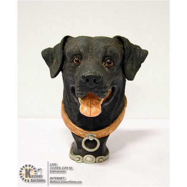 LARGE BLACK DOG HEAD STATUE