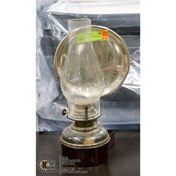 ANTIQUE WALL MOUNTED OIL LANTERN