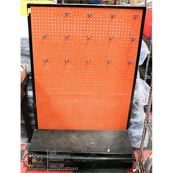 BLACK & ORANGE PEGBOARD STAND