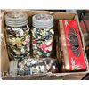 Image 1 : BUTTONS- LARGE LOT IN VINTAGE JARS AND TINS