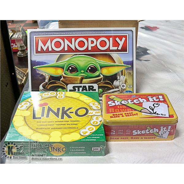 x3 NEW SEALED BOARD GAMES STAR WARS MONOPOLY