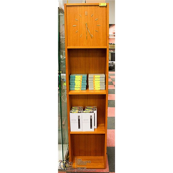 VINTAGE TEAK WOOD CLOCK SHELF 71" TALL
