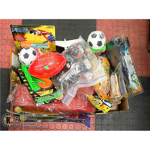 FLAT OF ASSORTED NEW TOYS , AIRPLANE, STAR WARS,