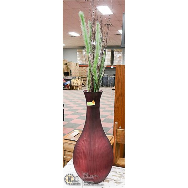 SHOWHOME WINE COLORED VASE WITH TWIGS +FERNS
