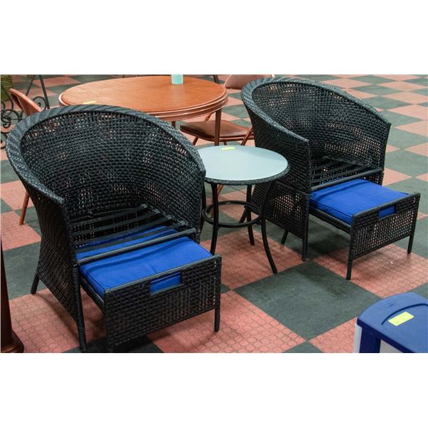 5-PIECE BLACK SYNTHETIC WICKER PATIO SET -