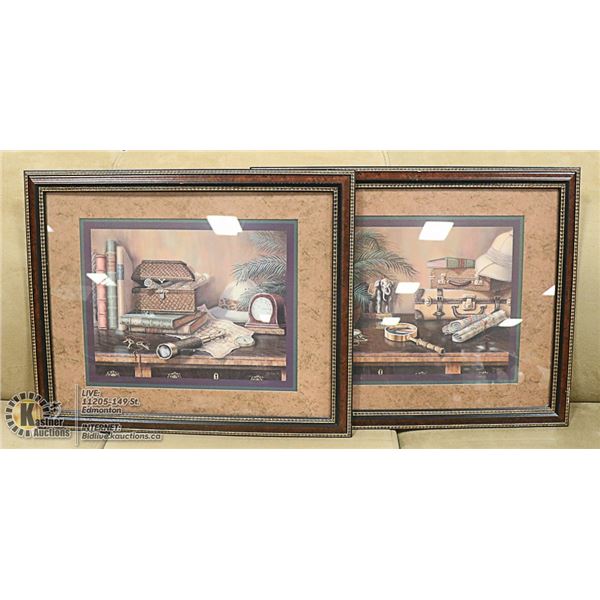 SET OF TWO 22"  x  18" FRAMED EXPLORER THEMED