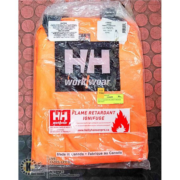 HELLY HANSEN XLARGE ORANGE BIB PANT