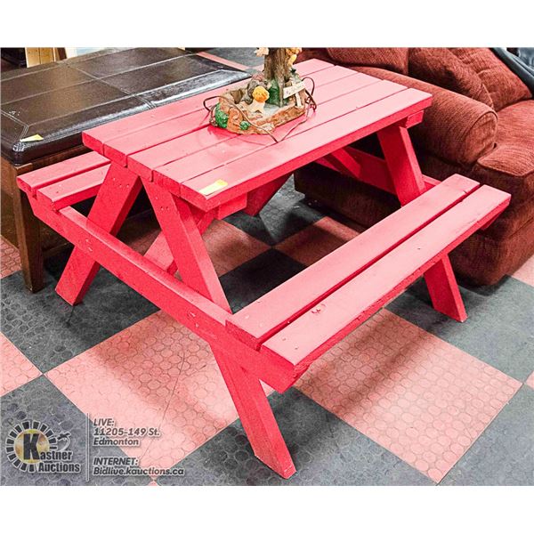 KIDS WOODEN PICNIC TABLE 37 X 41 X 27