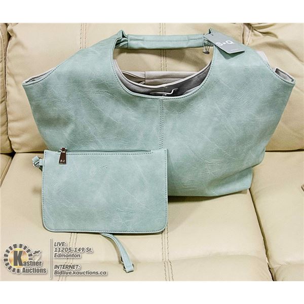 NEW TWO TONE GREEN & WHITE LADIES PURSE WITH