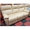 Image 1 : WHITE LEATHER SOFA MANUAL RECLINER, USED
