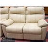 Image 1 : WHITE LEATHER COUCH MANUAL RECLINER, USED