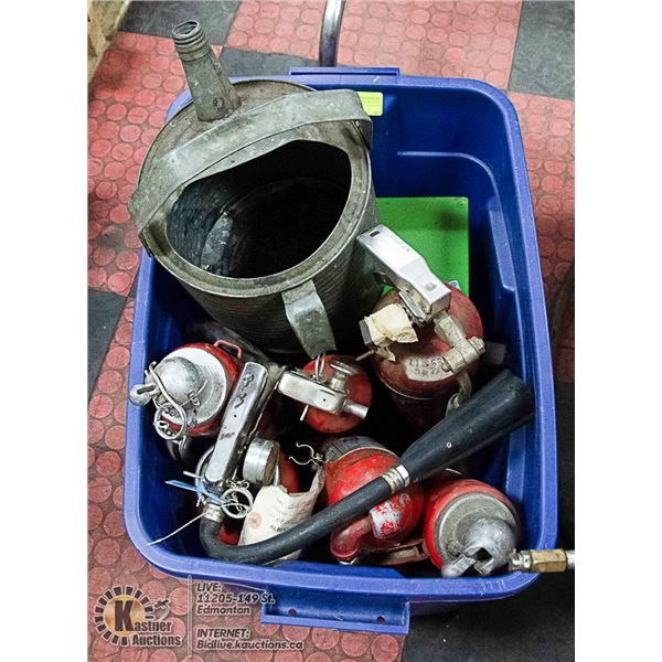 TOTE OF VARIOUS FIRE EXTINGUISHERS