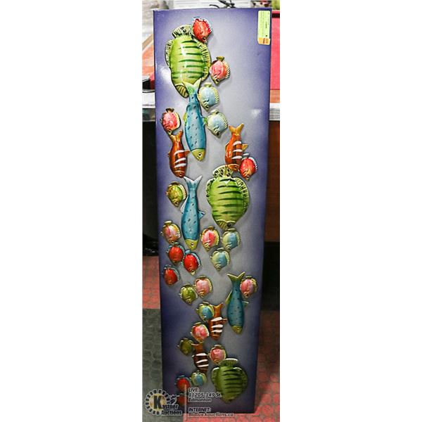 METAL DECORATIVE FISH WALL HANGING- 42.5" X 10"