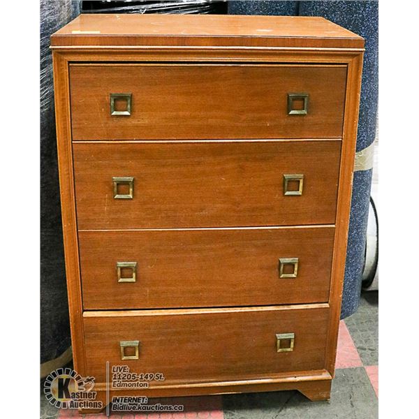 MID CENTURY MODERN 4 DRAWER DRESSER- 50" X 30" X