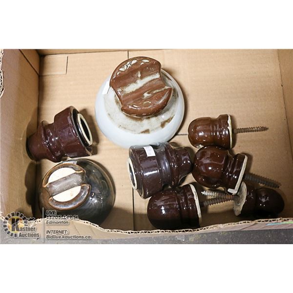 ANTIQUE PORCELAIN INSULATORS - VARIOUS SIZES