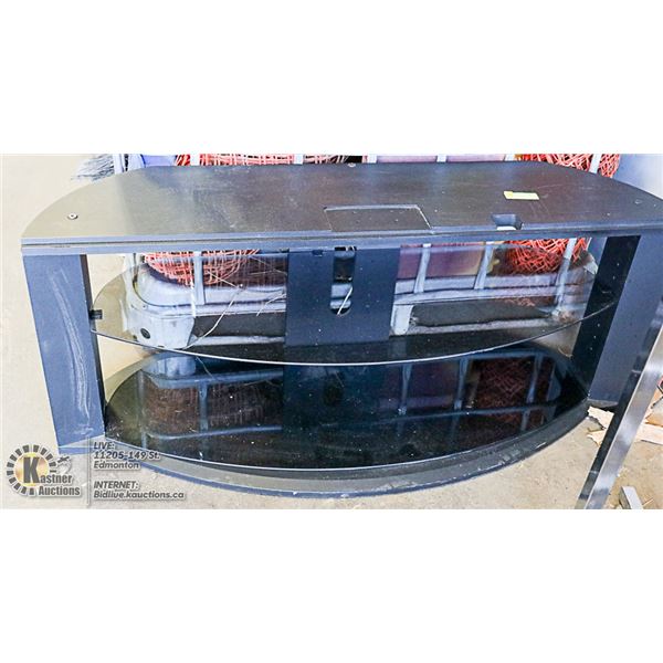 TV STAND WITH 2 GLASS SHELVES,48 X12 X19 IN HIGH