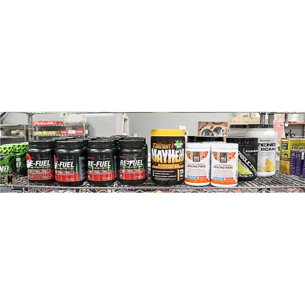 2. SHELF OF ASSORTED WORK OUT SUPPLEMENTS