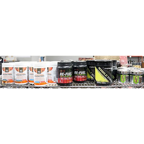 7. SHELF OF ASSORTED WORK OUT SUPPLEMENTS