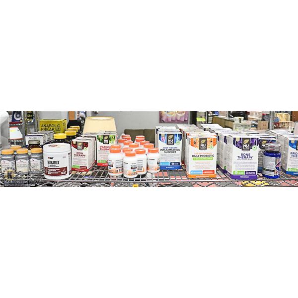 8. SHELF OF ASSORTED WORK OUT SUPPLEMENTS
