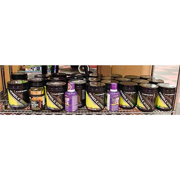 12. SHELF OF ASSORTED WORK OUT SUPPLEMENTS