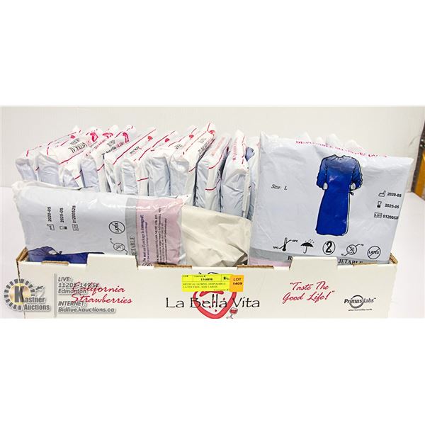 MEDICAL GOWNS- DISPOSABLE- LATEX FREE- SIZE LARGE-