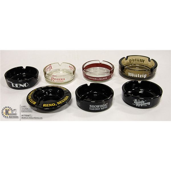 7 COLLECTIBLE CASINO ASH TRAYS.