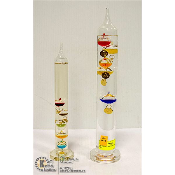2 GALILEO THERMOMETERS. 1 LGE. 1 MED.