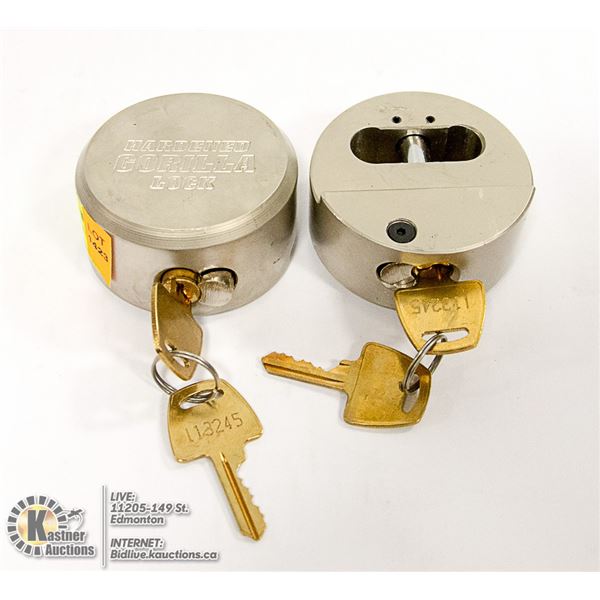 2 NEW KEYED SAME HARDENED GORILLA LOCKS.