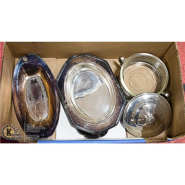 BOX OF STERLING SILVER DISHWARE