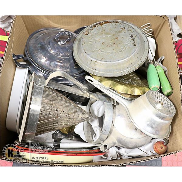 VINTAGE ENAMEL & METALWARE BOX LOT