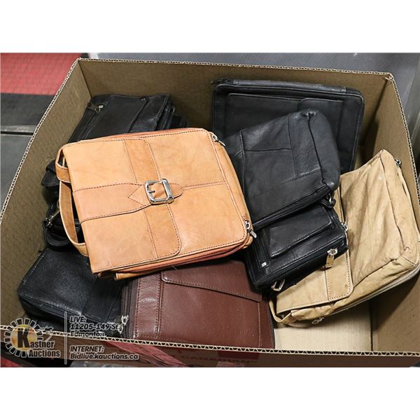 LOT OF VARIOUS TYPES OF LEATHER PURSES