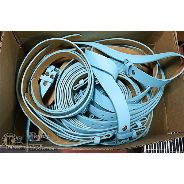 BOX LOT OF BRAND NEW LEATHER BELTS