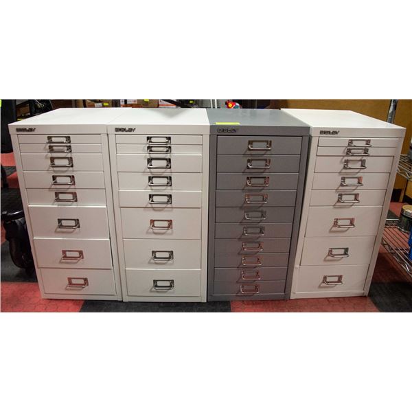 BISLEY CABINETS. 3 - 8 DRAWERS; 1 - 10 DRAWERS