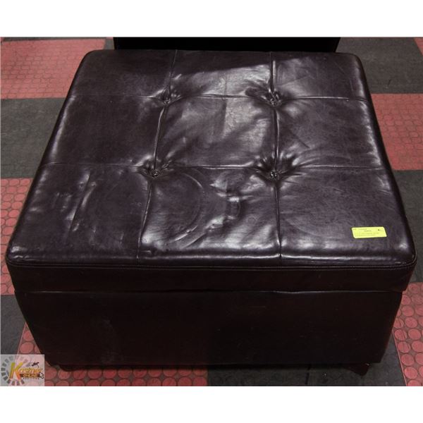 32" X 32" X19" APPROX  BROWN LEATHERETTE OTTOMAN