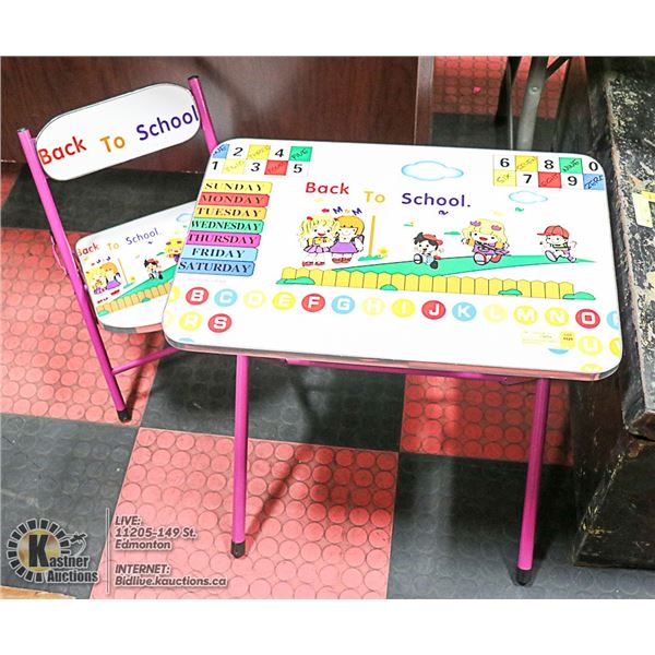 BACK TO SCHOOL TABLE & CHAIR BOTH FOLD UP