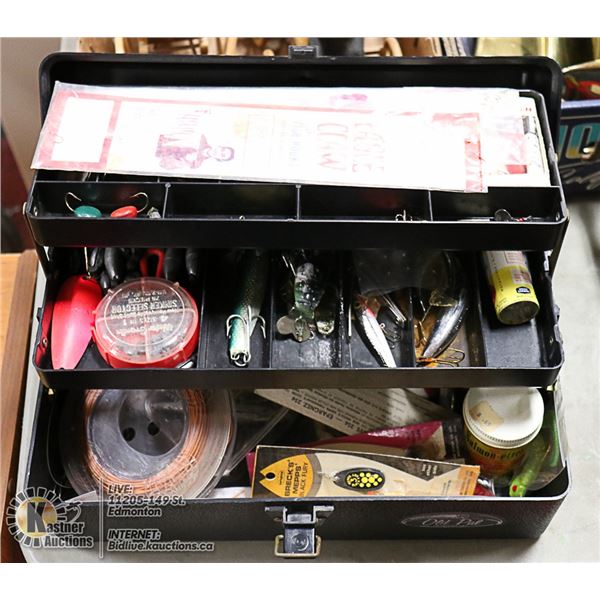OLD PAL FISHING TACKLE BOX WITH ASSORTED CONTENTS