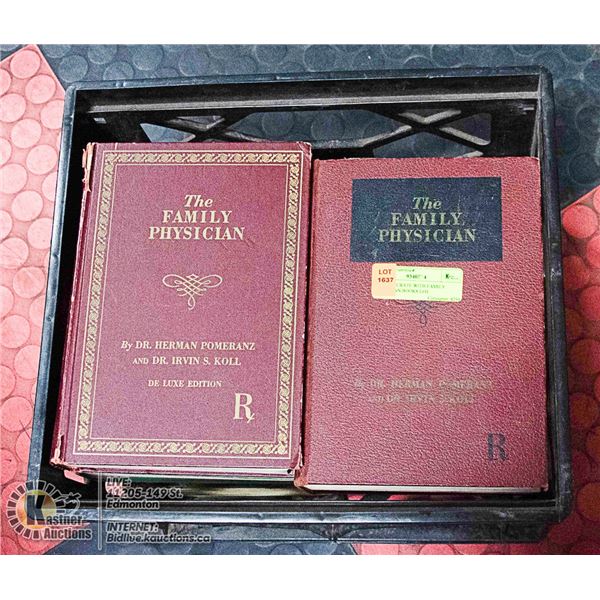 PLASTIC CRATE WITH FAMILY PHYSICIAN BOOKS LOT