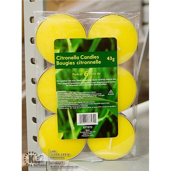 6 PACK OF 43G CITRONELLA CANDLES