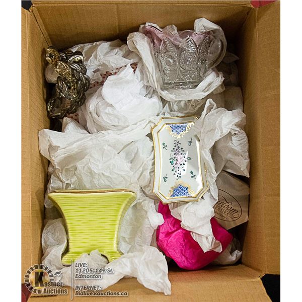 TRAY LOT OF MIXED CHINA AND GLASS- 2 BOXES