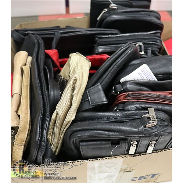 FLAT LOT OF BRAND NEW LEATHER PURSES