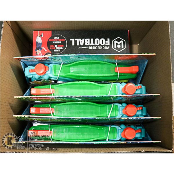 BOX LOT OF NERF WATER GUNS AND OVERSIZED FOOTBALL