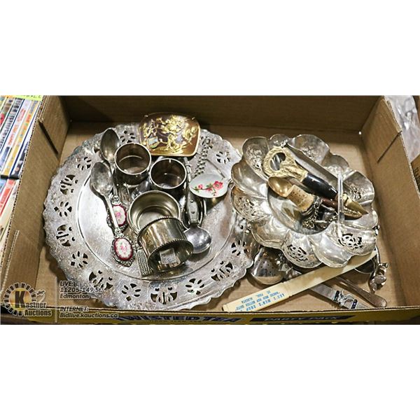 FLAT OF VINTAGE SILVER BAR & DRINK ACCESORIES