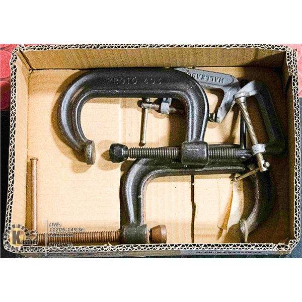 BOX W/ 4 C-CLAMPS INCL 2 PROTO 403 5 INCH CLAMPS